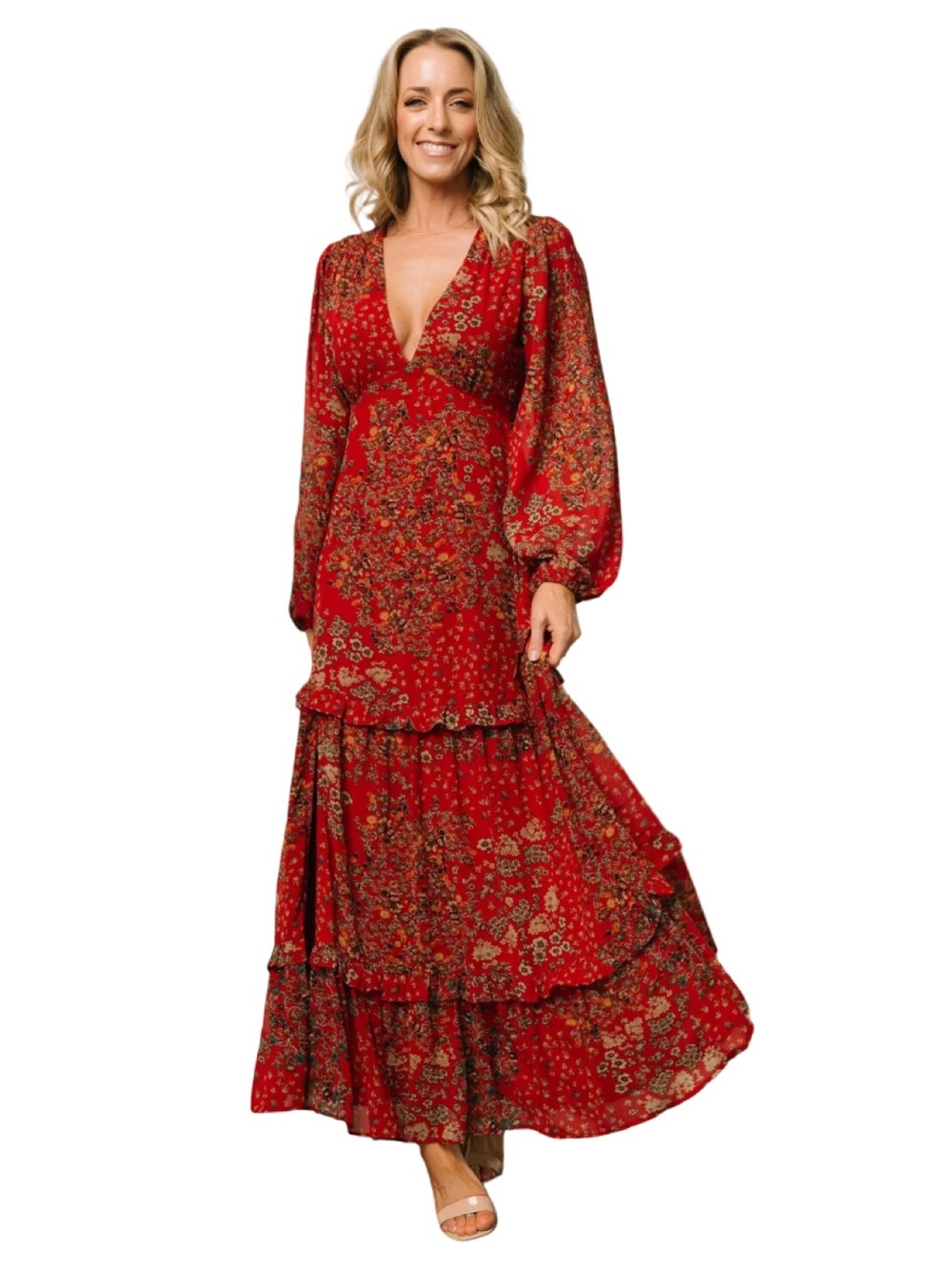 Baltic Born Red Floral Maxi Dress